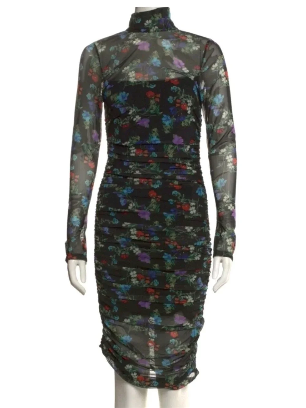 ALICE + OLIVIA DELORA TURTLENECK LONG SLEEVE MIDI DRESS. Size 0 NWT $495